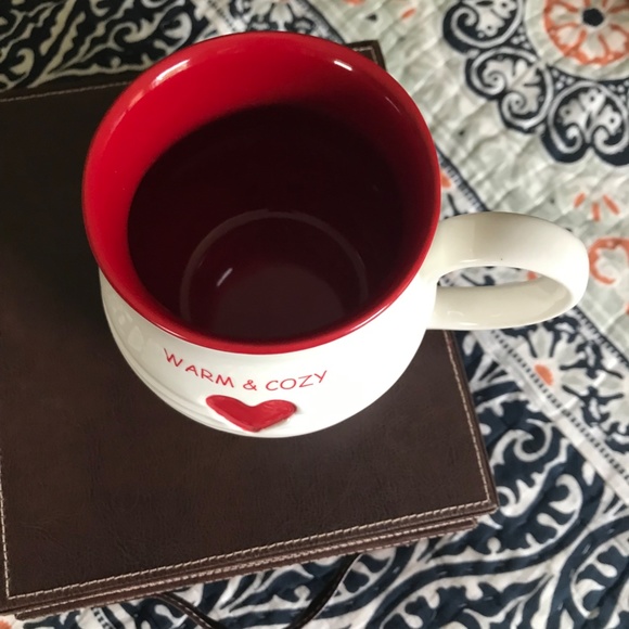 Cream Warm & Cozy Red Heart Interior Love Valentine Winter Mug Legacy Collection - Picture 2 of 3